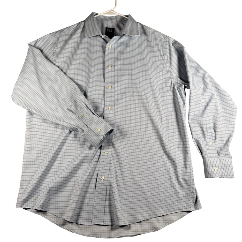 Jos. A. Bank Button Down Mens 17.5-34 Blue Excellent Traveler Tech Slim Fit